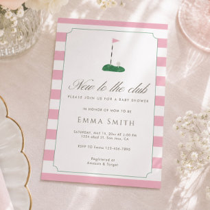 Invitation Rose Fête de Naissance de Bébé Fille Golf Nouvelle