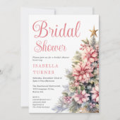 Invitation Rose | Fête des mariées d'hiver de l'arbre de Noël (Devant)