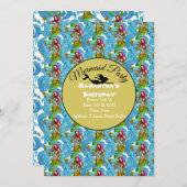 Invitation Rose Fête Sirène en Or (Devant / Derrière)