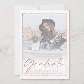 Invitation Rose feuille d'or frontière calligraphie photo gra (Devant)