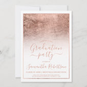 Invitation Rose feuille d'or frontière calligraphie photo gra (Dos)