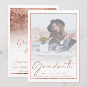 Invitation Rose feuille d'or frontière calligraphie photo gra