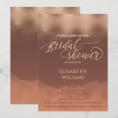 Invitation Rose feuille or cannelle cantaloupe aquarelle (Devant / Derrière)