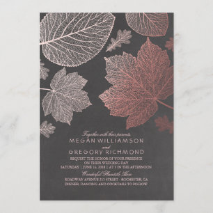 Invitation Rose Feuille or Vintage Russe Mariage de automne