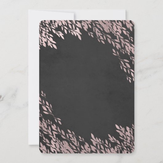 Invitation Rose Feuilles or Noir Chalk Chic Rustique Mariage (Dos)