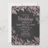 Invitation Rose Feuilles or Noir Chalk Chic Rustique Mariage (Devant)