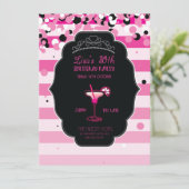 Invitation Rose - Fille - Adulte - Fête d'anniversaire - Invi (Debout devant)