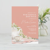 Invitation Rose fille | Fancy Vintage Thé Anniversaire Brunch (Debout devant)