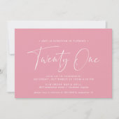 Invitation Rose fille | Script moderne mignon 21e anniversair (Devant)