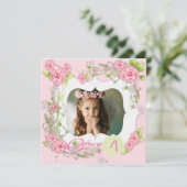 Invitation Rose Filles Photo 4e fête d'anniversaire (Debout devant)