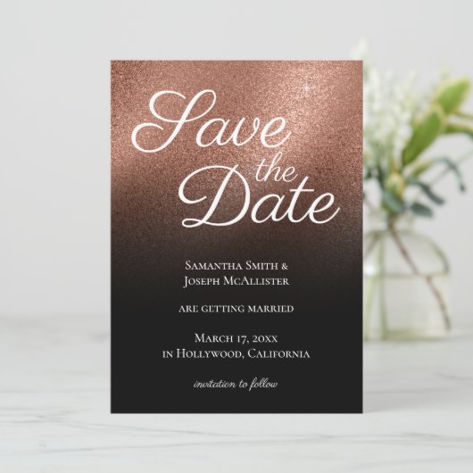 Invitation Rose fin Parties scintillant or noir Ombre noir En (Debout devant)