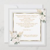 Invitation Rose Fleur Blanche Mariage Champagne Or (Dos)