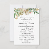 Invitation Rose Fleur Brunch Vert or Aquarelles Blanc (Devant)