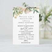 Invitation Rose Fleur Brunch Vert or Aquarelles Blanc (Debout devant)