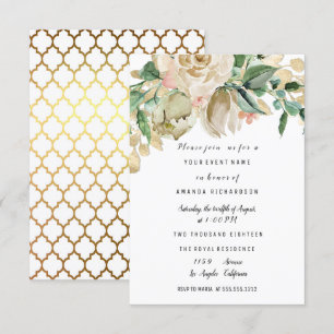 Invitation Rose Fleur de Mariée Fête d'Anniversaire Sirène Fl