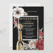 Invitation Rose fleur de pavot rouge blanc botanique bulle (Devant)