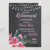 Invitation rose fleur féminine au dîner de retrait (Devant / Derrière)