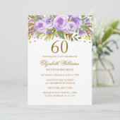 Invitation Rose Fleur Or Pourpre 60e Anniversaire (Debout devant)