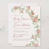 Invitation Rose Fleur sauvage rose Baby shower (Devant)