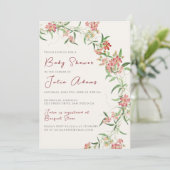 Invitation Rose Fleur sauvage rose Baby shower (Debout devant)