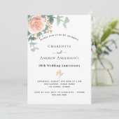 Invitation Rose fleuri vert rose 50e anniversaire mariage (Debout devant)