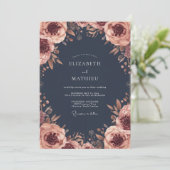 Invitation Rose Fleurie Mariage Fleur (Debout devant)