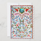 Invitation ROSE FLEURS ORIENTALES DAMASK MONOGRAM Bleu Argent (Dos)