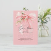 Invitation Rose floral Baby shower Coquette Bow (Debout devant)