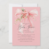Invitation Rose floral Baby shower Coquette Bow (Devant)