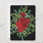 Invitation Rose Floral Black et Red Peony Mariage (Dos)