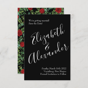 Invitation Rose Floral Black et Red Peony Mariage