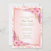 Invitation Rose Floral Blanc Princesse Baby shower Brunette (Dos)