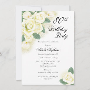 Invitation Rose Floral Bouquet 80e Anniversaire Fête Invitati