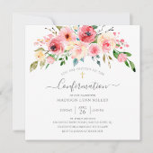 Invitation Rose Floral Confirmation des pivoines printanières (Devant)