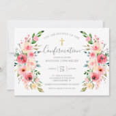 Invitation Rose Floral Confirmation des pivoines printanières (Devant)