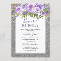 Rose Floral D'Argent Violet Brunch Et Douche Bubbl
