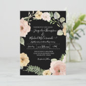Invitation Rose floral d'automne noir n Mariage blanc (Debout devant)