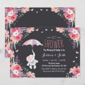 Invitation Rose floral de fille de baby shower d'invitation (Devant / Derrière)