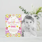 Invitation Rose floral de fille d'invitation d'anniversaire (Debout devant)