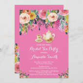 Invitation Rose floral d'invitation de thé de Fête de la (Devant / Derrière)