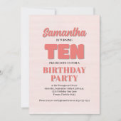 Invitation Rose Floral Dixième anniversaire fille Modèle de l (Devant)