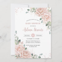 Rose floral doux Baby shower or QR Code