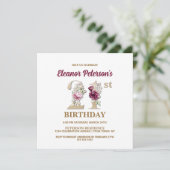 Invitation Rose Floral E 21e fête d'anniversaire (Debout devant)