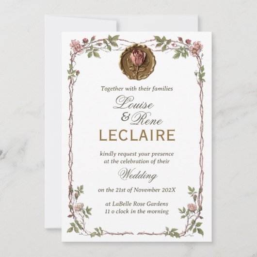 Invitation Rose Floral Elegant Wedding Save the Date Seal (Devant)