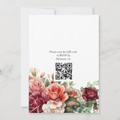 Invitation Rose Floral Eucalyptus Photo QR Code Mariage (Dos)