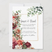 Invitation Rose Floral Eucalyptus QR Code Mariage (Devant)