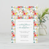 Invitation Rose floral Eucalytpus Mariage de script (Debout devant)