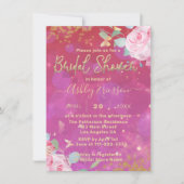 Invitation Rose Floral Fancy Élégante Fête des mariées romant (Devant)