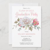 Invitation Rose Floral Floroms fête de graduation (Devant)