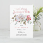 Invitation Rose Floral Floroms fête de graduation (Debout devant)